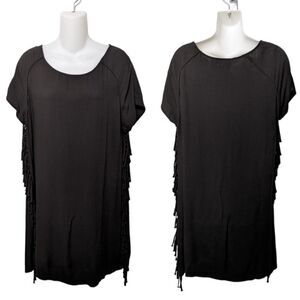 CALIFORNIA MOONRISE Fringe Shirt Dress L